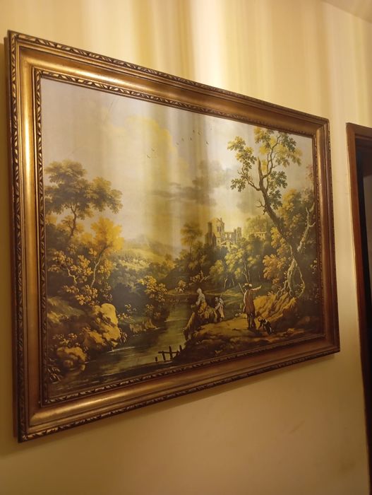 Vendo esta pintura a óleo sobre tela com a sinatura