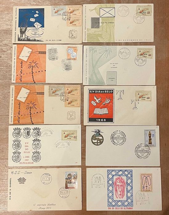 Lote 17 FDC e envelopes comemorativos Timor  1959 a 1973