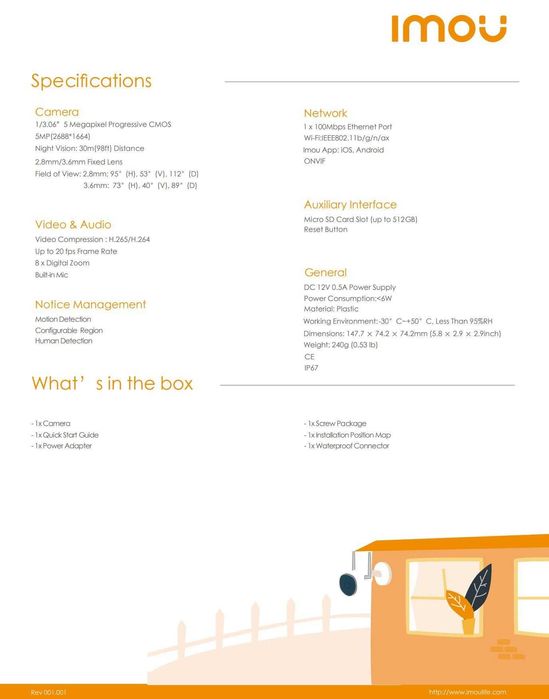 IP камера Imou Bullet 2C 5MP (IPC-K3CP-5H0WY)