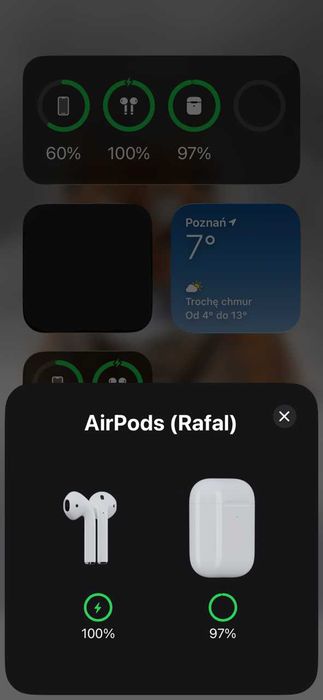 Apple AirPods 2. gen. – komplet z etui – słaba bateria słuchawek – do naprawy