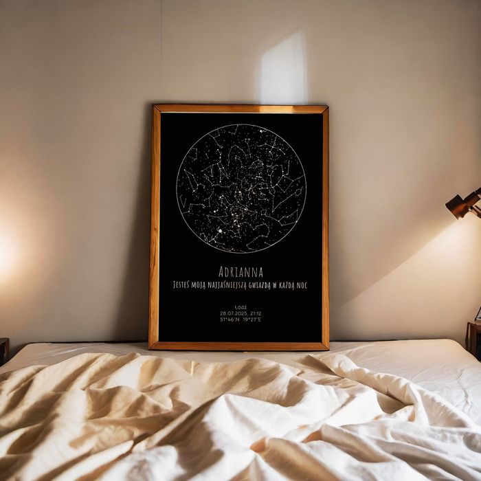 Mapa Gwiazd Personalizowany Plakat Mapa Nieba 50x70cm Czarne