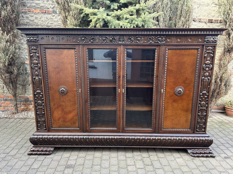 Antyczna Biblioteka Lwie Łapy Witryna Kredens Bufet Po Renowacji