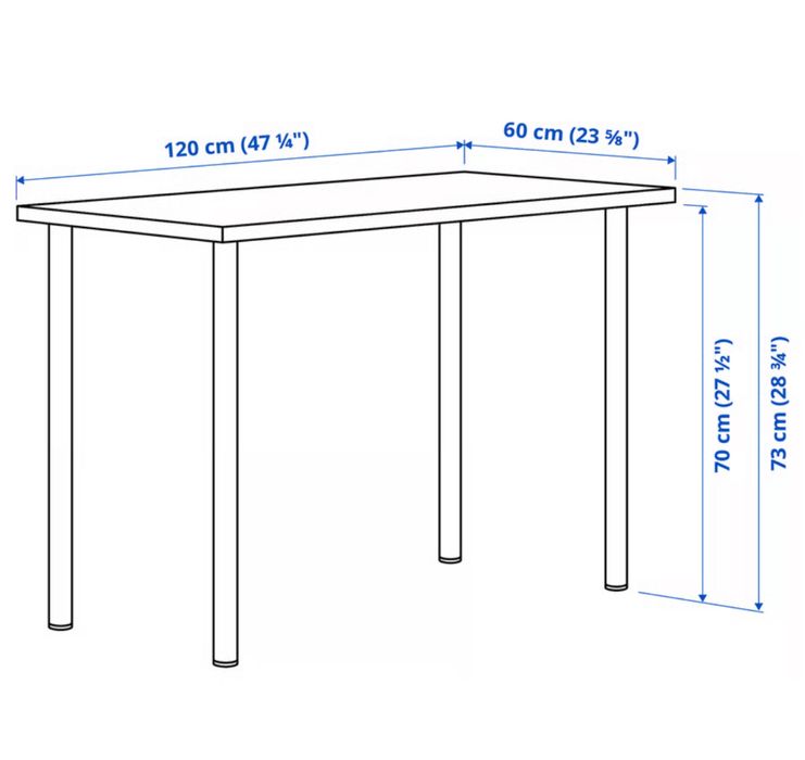 LAGKAPTEN / ADILS Secretária, branco, 120x60 cm