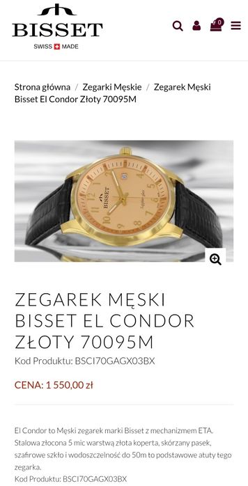 Zegarek Bisset 70095M nowy gwarancja