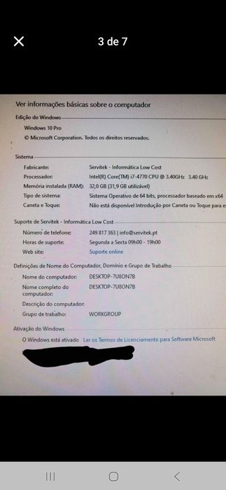 Pc i7 4770 de 32 gb de RAM e 4 gb de gráfica