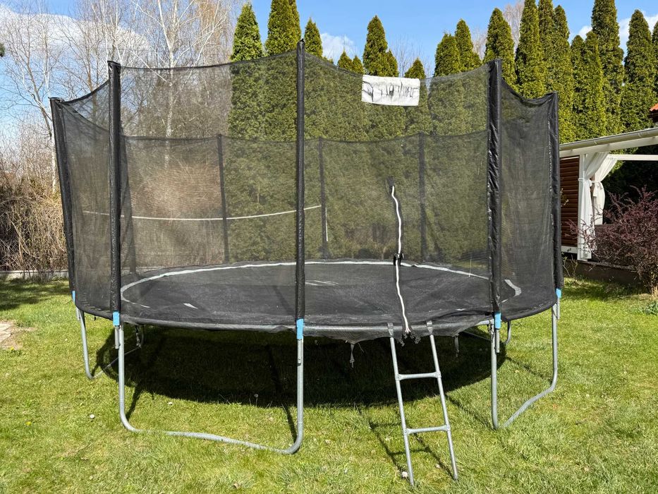 DUŻA Trampolina 465 cm do 150 kg - solidna OCYNK - Certyfikat bezpieczeństwa
