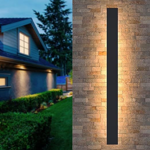 długi kinkiet villa wall light czarny ip65 48w 150cm