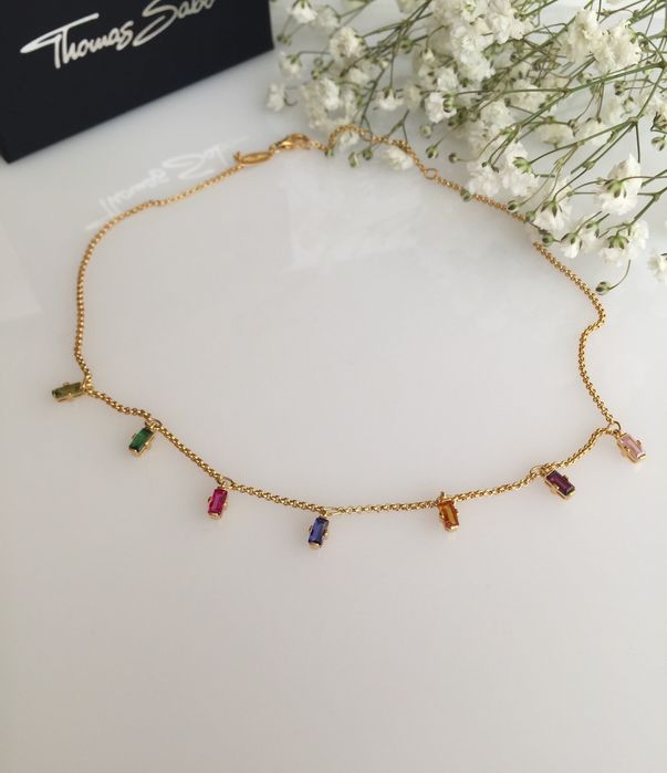 Знижка! Thomas Sabo срібне кольє позолочене з кристалами