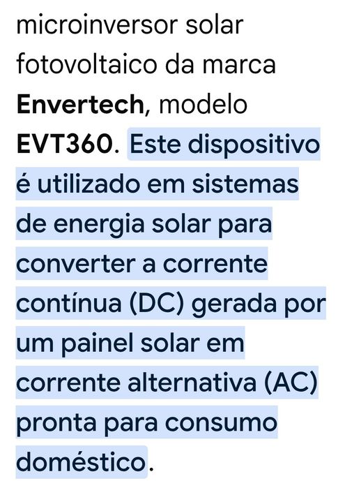 Vendo Microinversores fotovoltaicos Modelo EVT 360solares, como  novos em plano Funcionamento