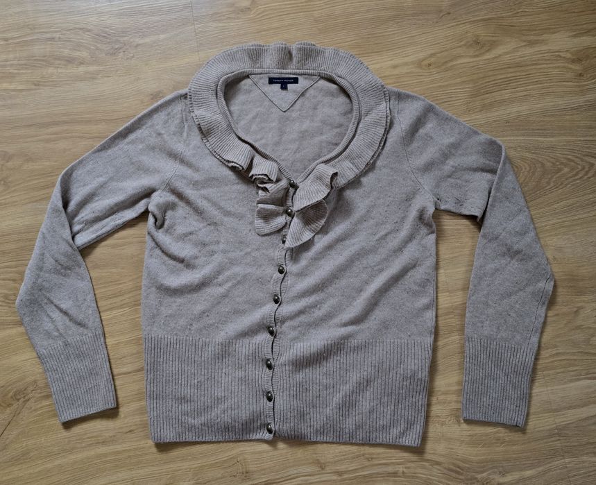 Beżowy kardigan z ozdobnym kołnierzem Tommy Hilfiger r. L