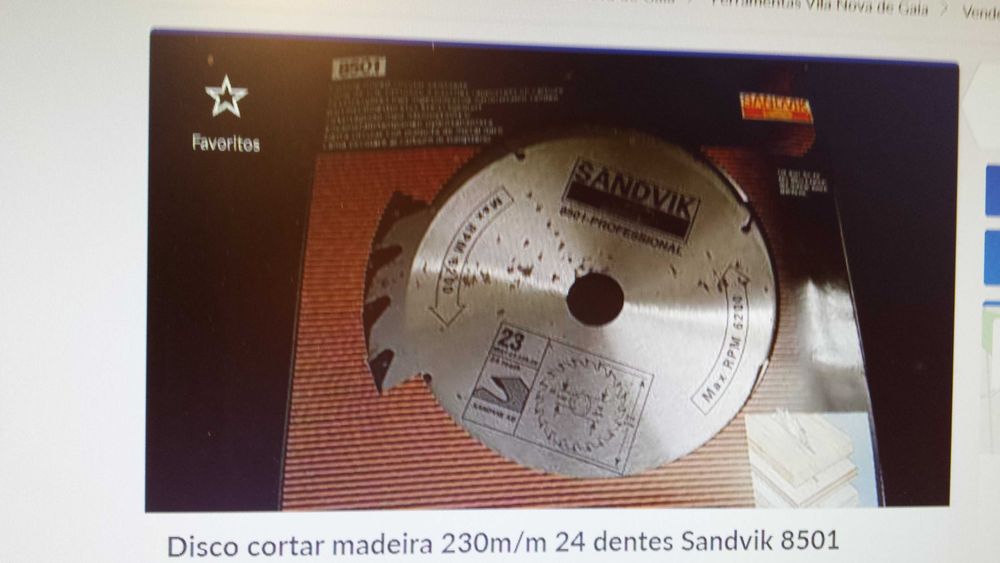 Disco madeira 230mm 24 dentes Sandvik com furo de 28m/m