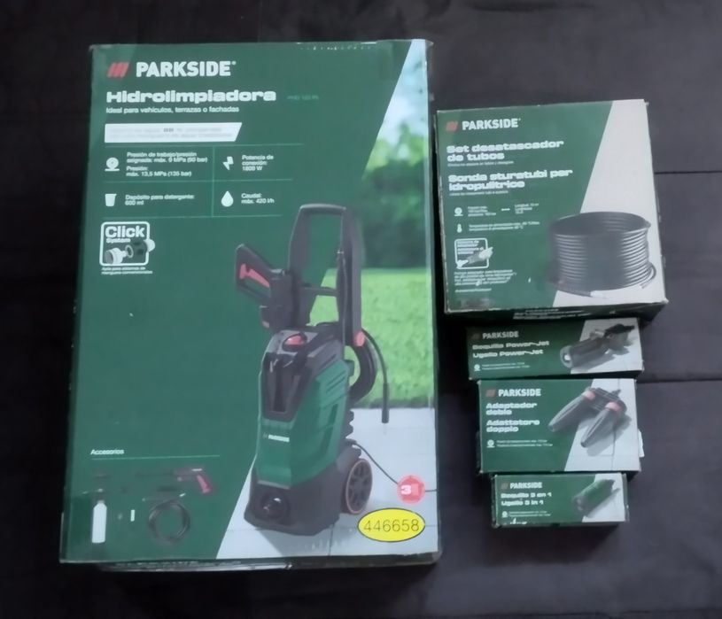 Máquina limpeza Pressão 135 Bar Parkside + acessórios