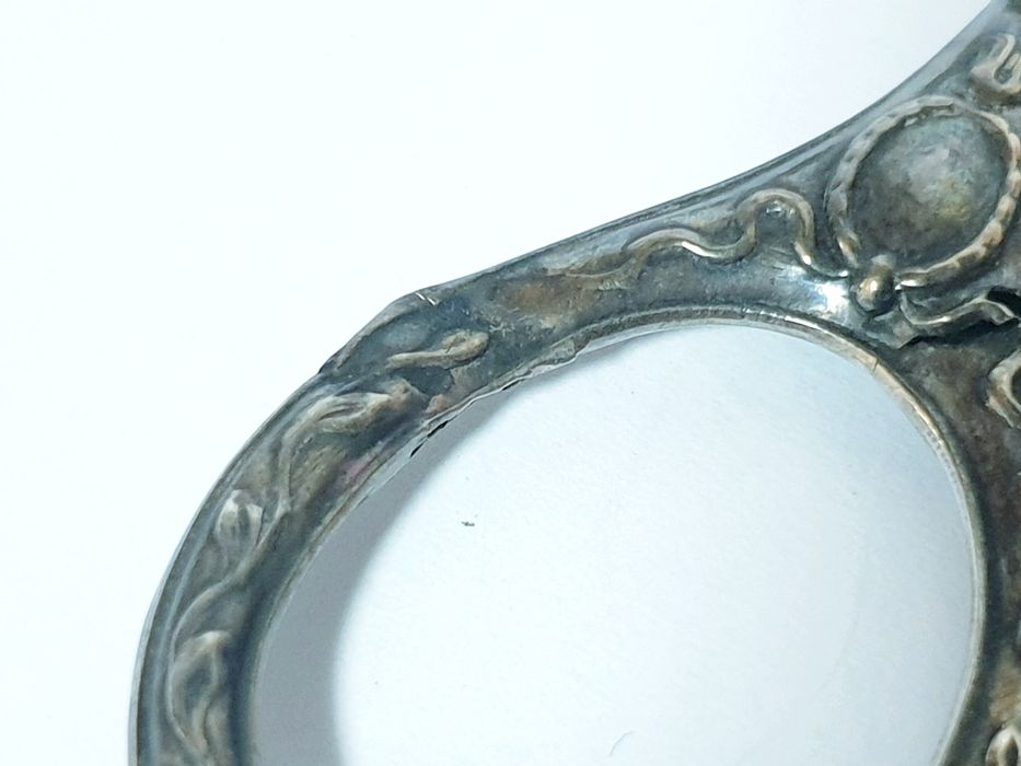 Lindo antigo conjunto de tesoura e dedal em prata portuguesa