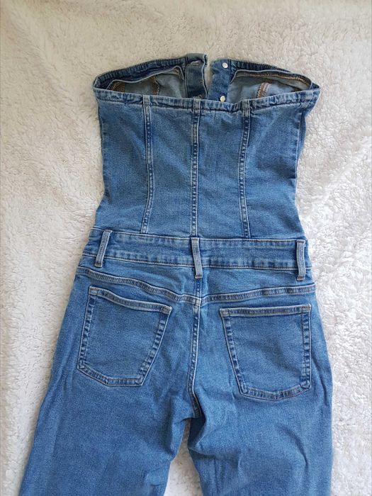 Mango jeansowy kombinezon z gorsetowym topem