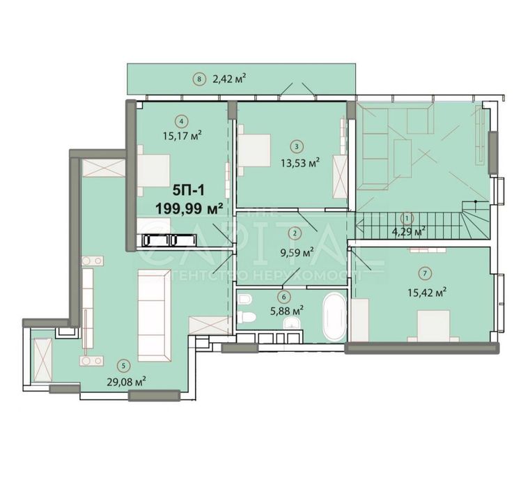 4+-rooms apartment apartment by the address st. Per Klenovyy (area 200 m²) - Atlanta.ua - photo 3