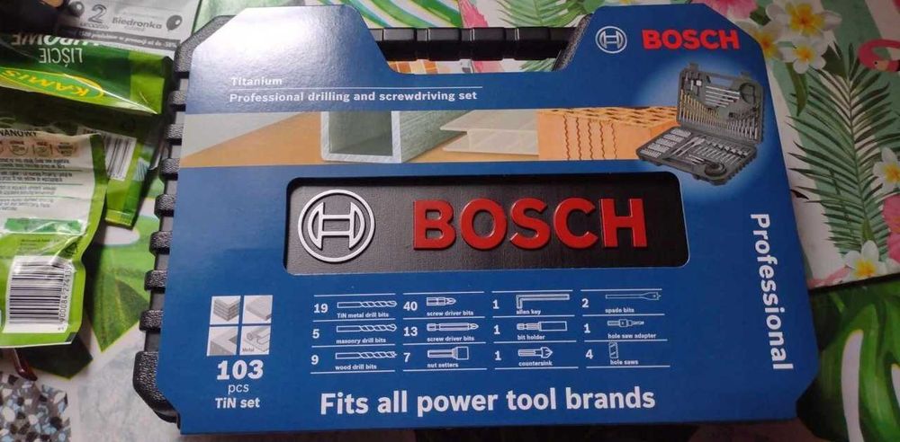 NOWY Zestaw Wierteł Bitów Bosch Do Metalu Betonu Drewna + Walizka HIT
