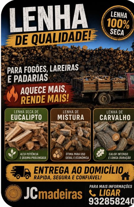 Lenha seca Eucalipto/Mistura/Carvalho