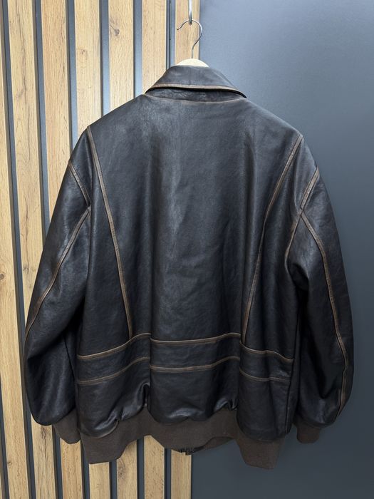Aeronautica Militare Leather Flight Bomber Jacket Brown куртка бомбер шкіряна