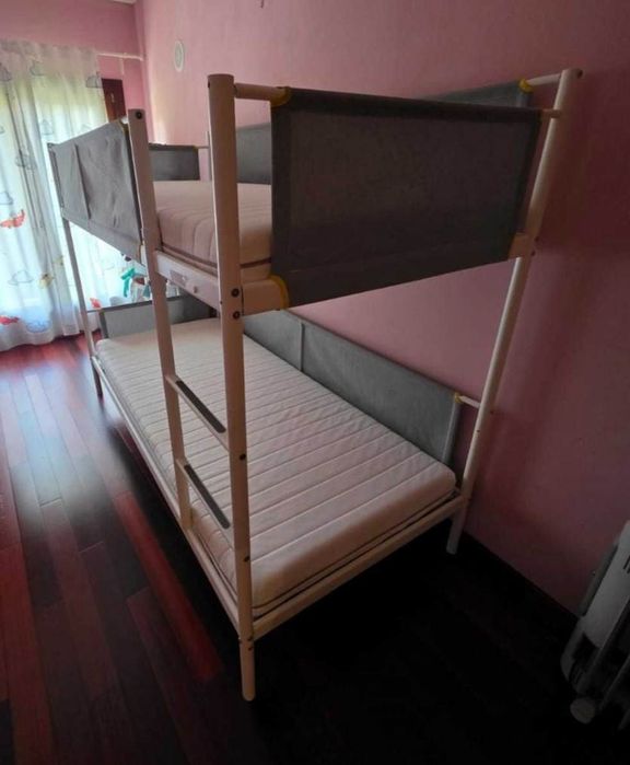 Beliche Vitval Estrutura Branco/Cinza 90*200Cm