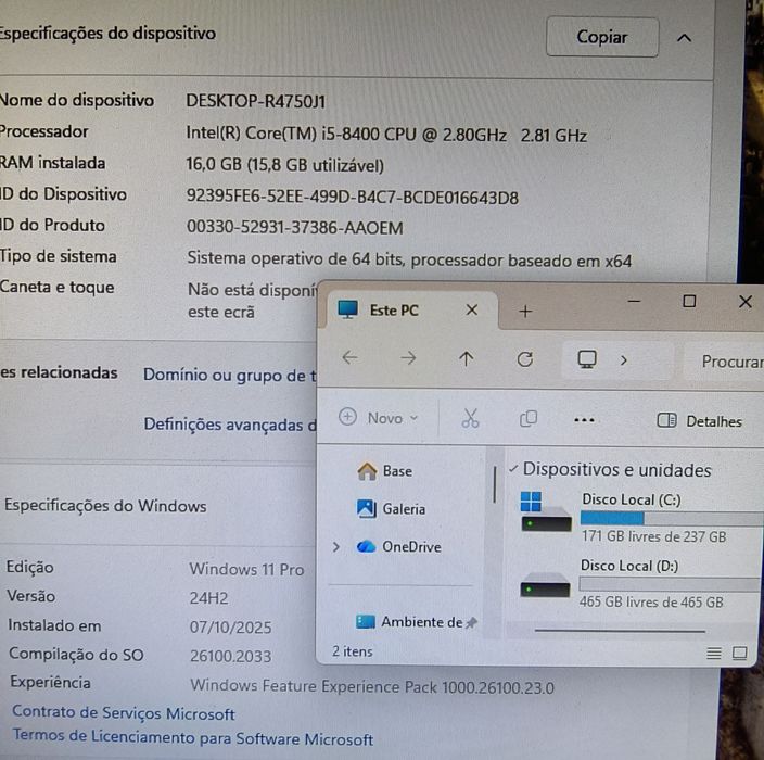 PC HP Core i5 8400(6 cores)+Gráfics UHD630+16gb+750gb SSD NVME