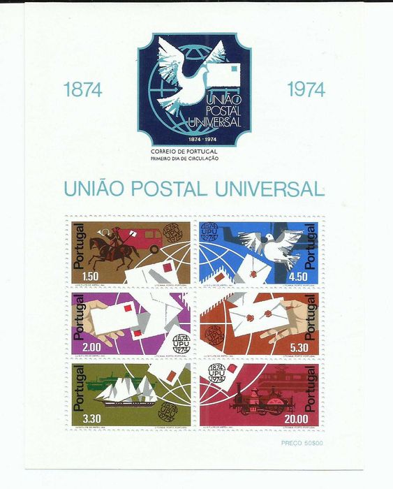 Selos portugueses – Ano completo de 1974, 36 selos como novos + bloco
