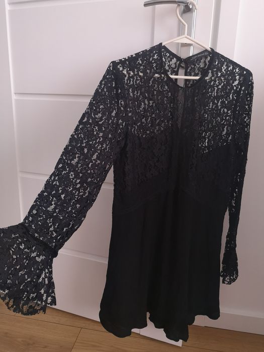 Zara sukienka czarna z koronką elegancka