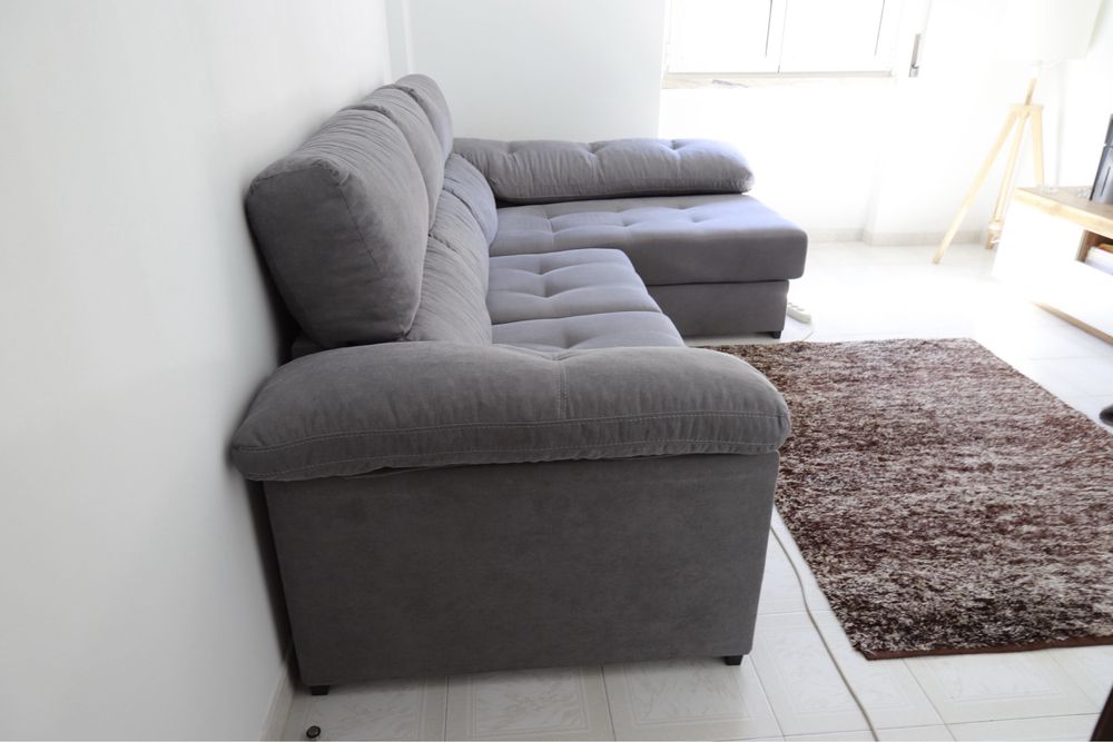 Sofá chaise long cinzento