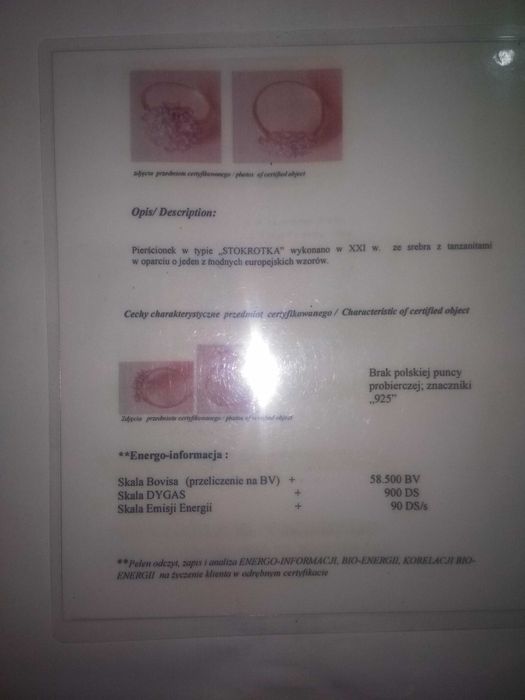 Srebrny pierścionek z tanzanitami plus bonus srebrna branzoletka.