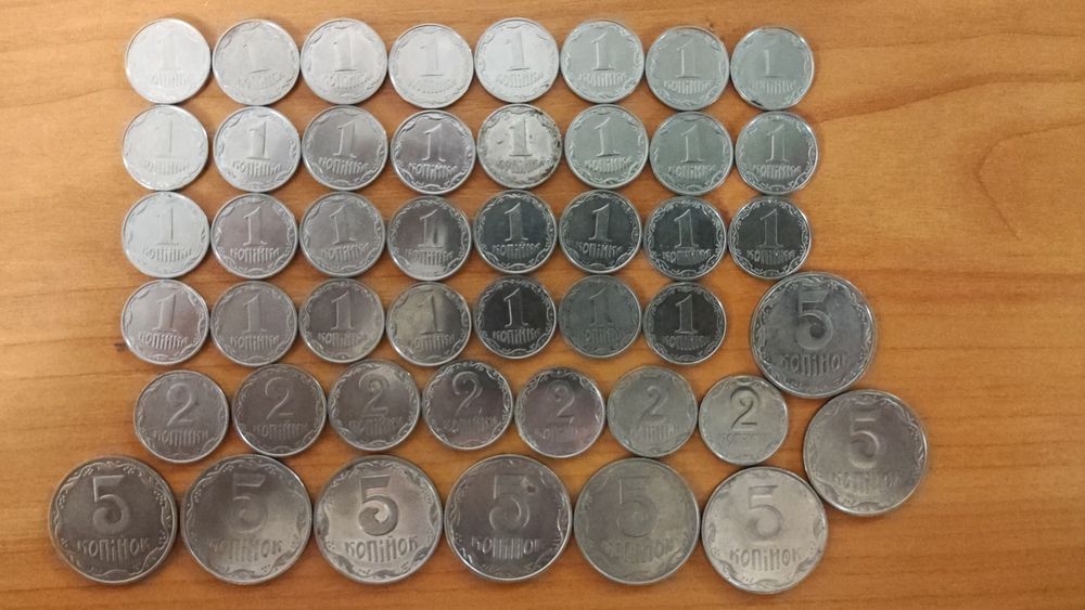 Монети України 1,2,5 копійок ,2000-2010р.