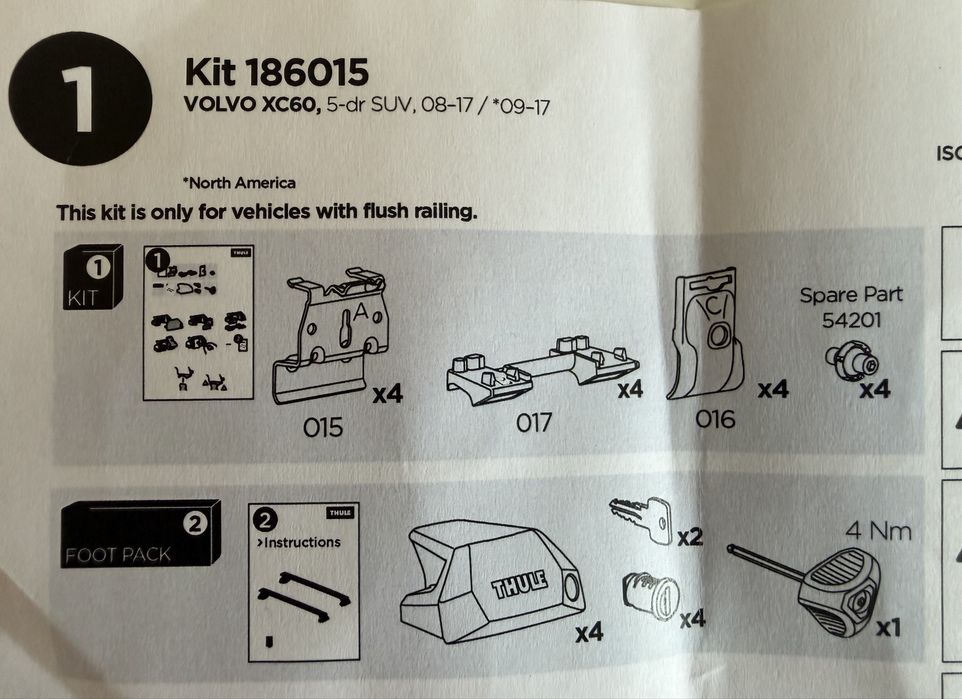 Thule Kit 186015 Volvo XC60 08-17