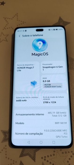 Honor Magic 7 lite 5G 8+8 de Ram e 512 de memória