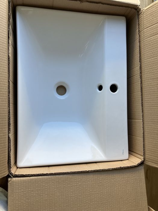 Lavatorio Sanitana Albus 60 , de pousar, com furo de torneira e esgoto