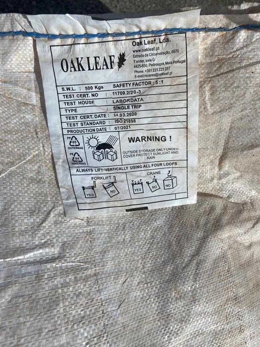 Pack 5 Big Bags Capacidade 500Kg (Usados como Novos)