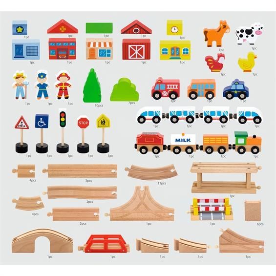 Деревянная железная дорога 90 элементов Viga toys