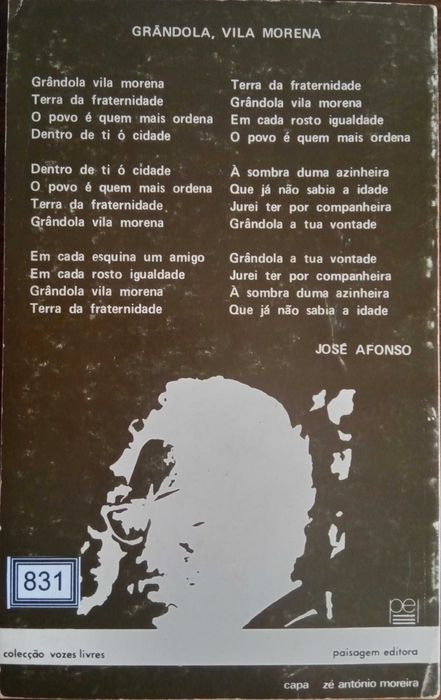 José Viale Moutinho	- - - 		José Afonso	- - - - -	Livro Autografado