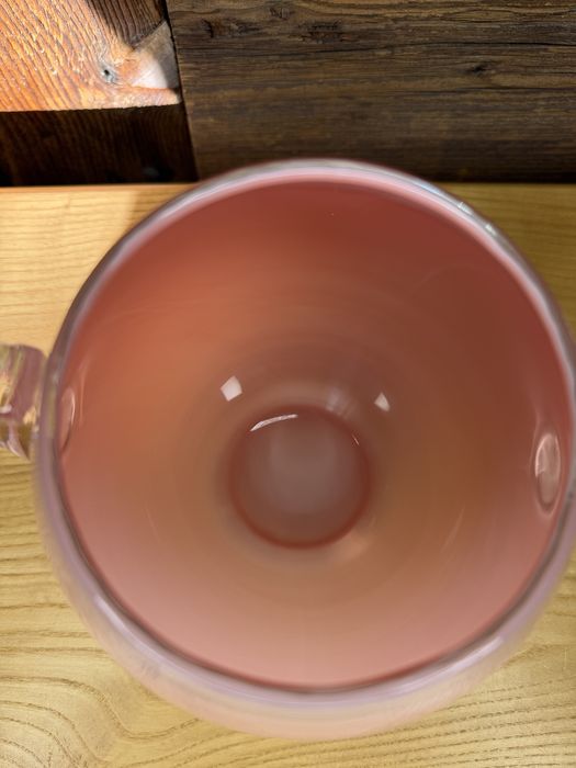 Wazon kula z uchami różowy Tarnowiec szkło PRL K812