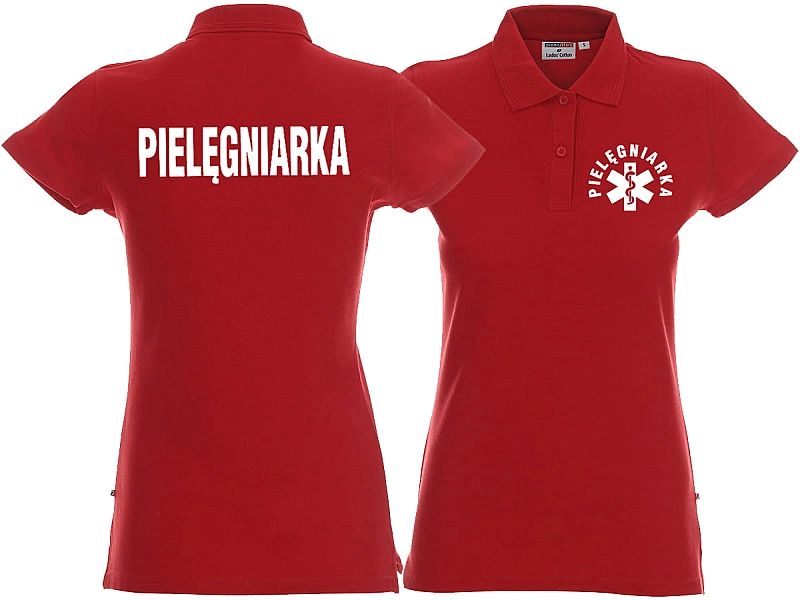 Koszulka Polo damska PIELĘGNIARKA czerwona (M)