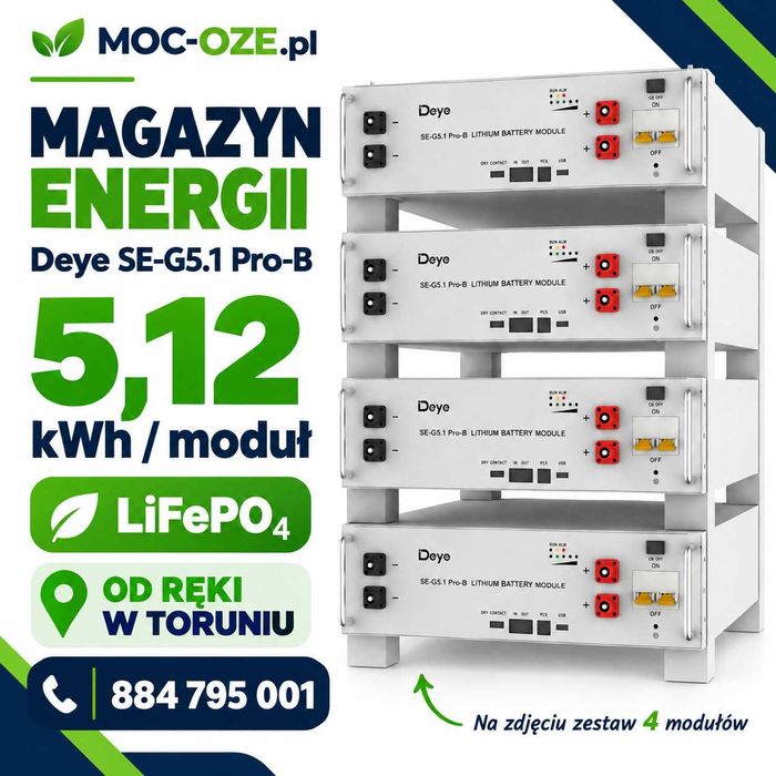 Magazyn Energii Deye 5.12kWh SE-G5.1 Pro - OD RĘKI - Toruń - LiFePO4 - 3400 brutto