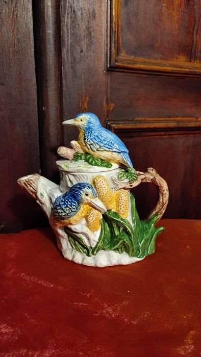 Kolekcjonerski dzbanek ceramiczny zimorodki