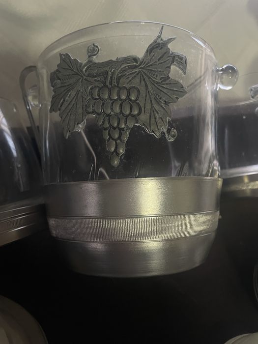 Conjunto de balde para gelo e 6 copos, com aplicações em estanho