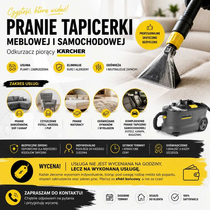 Pranie tapicerki samochodowej / mebli