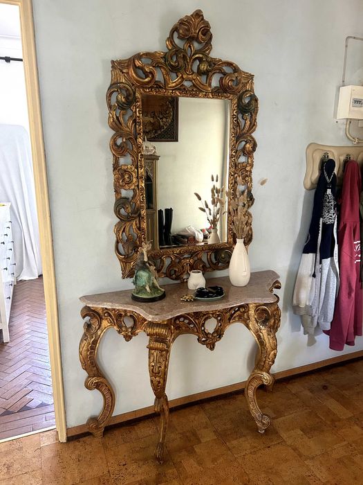 Conjunto espelho e mesa Vintage