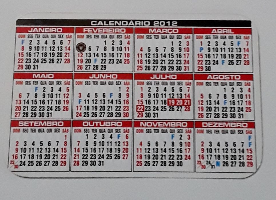 Calendário de bolso Moto Clube Faro ano 2012 (30 Anos)