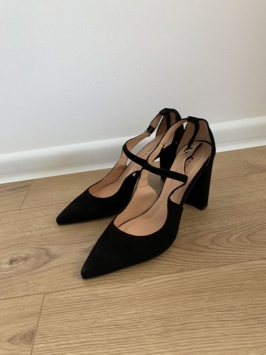 Buty czółenka czarne skórzane basic paso a paso