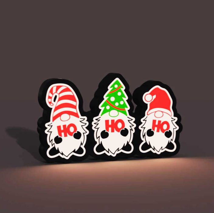 Luminária LED de Gnomos | Decoração Encantadora de Natal