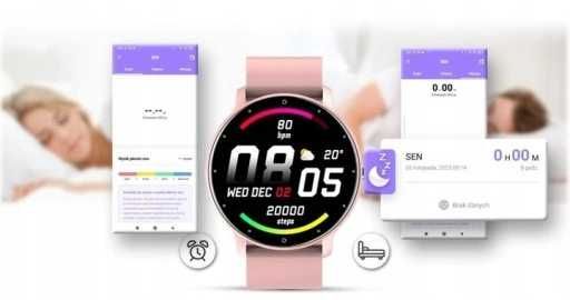 WODOODPORNY Smartwatch zegarek krokomierz tętno SMS różowy dla kobiety