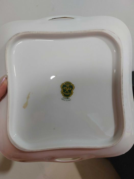 Prato + suporte de velas Bavaria com 22k de ouro