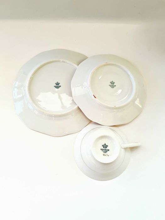 Trio śniadaniowe Reinecke, spritzdekor lata 20/30 piękne art deco