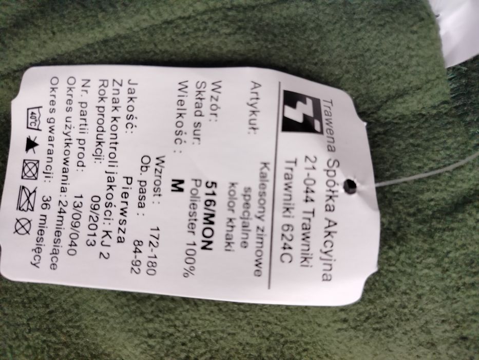 Ciepłe kalesony getry zimowe polarowe specjalne MON