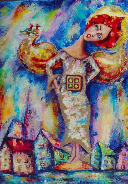 piękny obraz olejny, Anioł